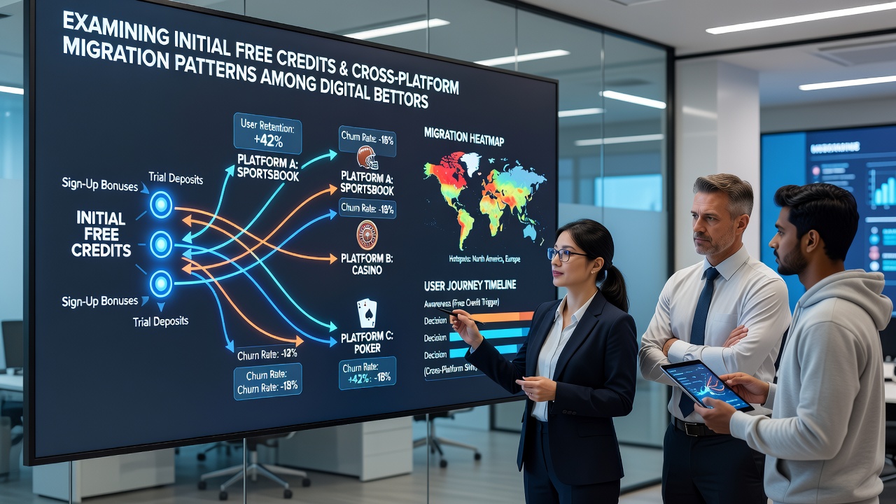 Analytics dashboard showing user migration flows between betting and gaming platforms