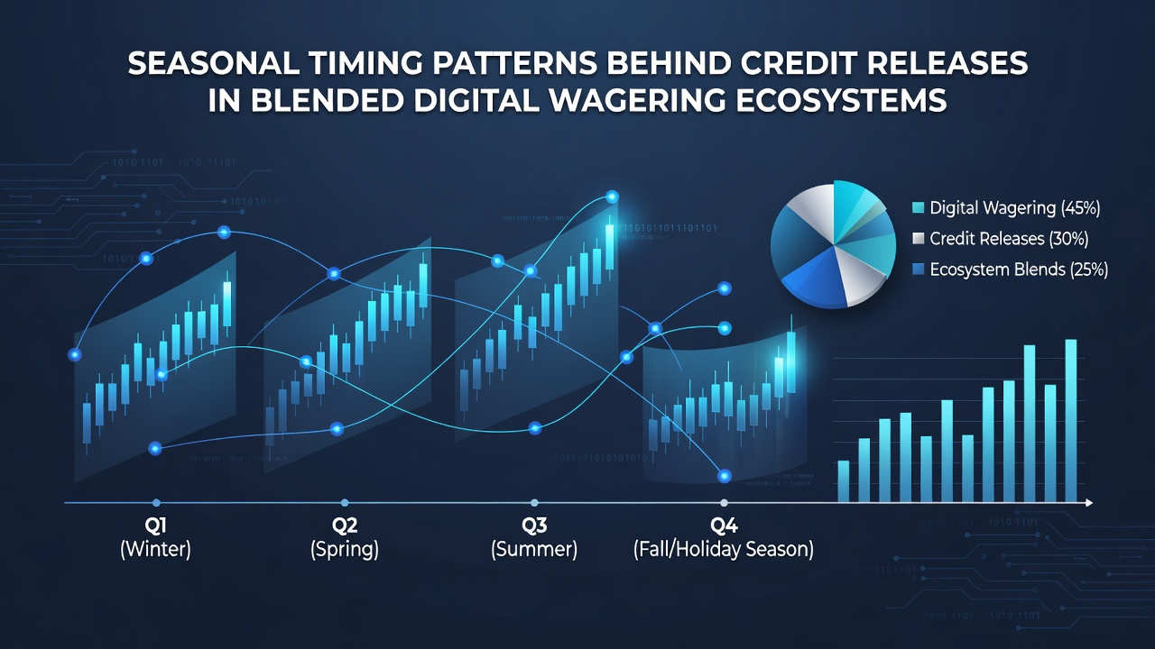 Graph illustrating credit release volumes correlated with major sporting events and holiday periods in digital wagering networks